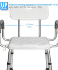 Shower Chair For Seniors With Wide Seat And Easy Assembly, Adjustable Height, Non Slip Bath Stool, Aluminum Frame, Supports Up To 330 Lbs