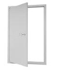 Premium Galvanized Steel Access Panel 24 By 36 Inches With Secure Lock And Key heavy duty drywall utility cover, open view.