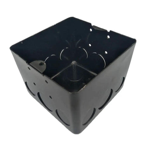 Black steel box for Hidden Pop Up Countertop And Floor Outlet With USB Sockets, Waterproof 20A Receptacle, silver cover not shown