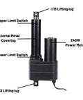 Bulletproof Heavy Duty Linear Actuator Electric Push Pull Motor DC 12V with 240W power motor and limit switches for massage beds.