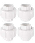 3/4 Inch PVC Pipe Union Fittings Set With Female Thread Couplings, 4 Piece Built Tough Heavy Duty PVC Connectors With EPDM O Ring Seal