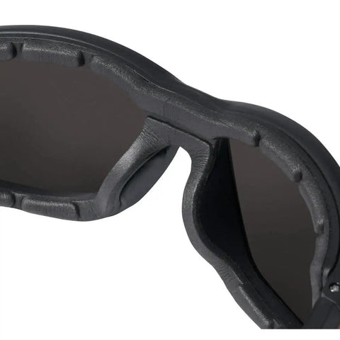 Close-up of gasket on Rectangular Polarized High Performance Safety Glasses With Gasket Black Eye Protection For Work And DIY Projects
