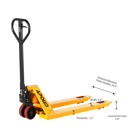 Heavy Duty Hydraulic Pallet Truck With 5500 Lb Payload And Spacious 27 X 48 Inch Forks Built Like A Boss For Tough Warehouse Grind Featuring Greased Up Nylon Wheels And Snap Action Valve For Easy Peasy Hauling