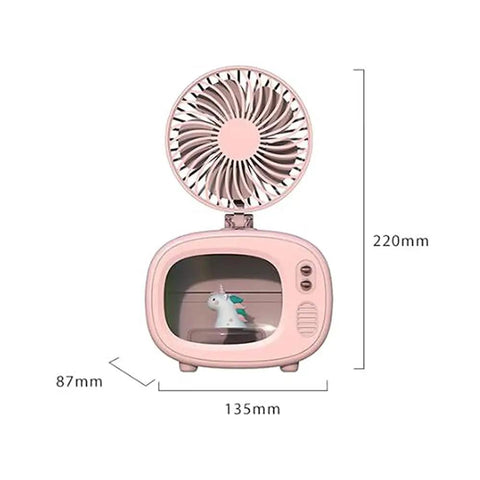 Boss Level Portable Air Cooler With 4000 mAh Rechargeable Battery And Three Speed Settings slick pink mini desk fan with mist technology.