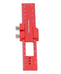 Red 6 Inch Woodworking Ruler with Adjustable Sliding Stop, Aluminum Alloy Pocket Ruler with Engraved Scales for Marking