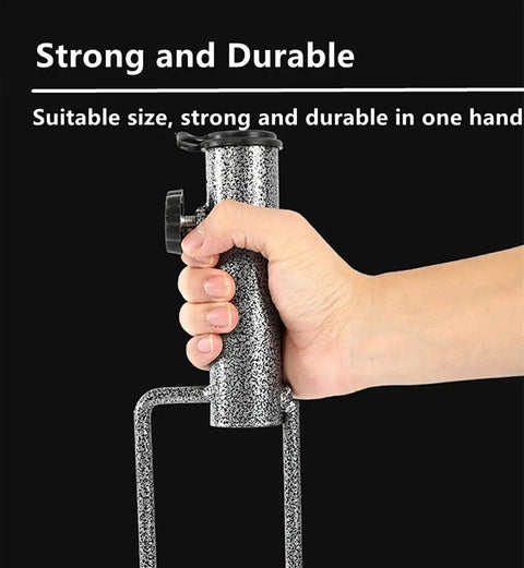 Hand gripping Two Pack Heavy Duty Patio Umbrella Anchor Stand With Forked Ground Screw Stakes, adjustable and durable metal frame