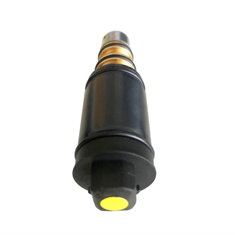 Mercedes Benz AC Compressor Control Solenoid Valve Replacement For Denso 6SEU12C angled view of black and metal unit.