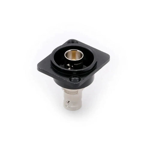 BNC Female Socket Adapter Panel Mount Chassis Connector D Type Solderless Video Jack 50 Ohm 75 Ohm Black For Pro Video Gear High Frequency Signals Easy Insertion Secure Locking Industrial Use, angled view