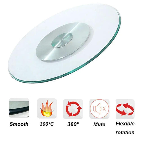 Tempered Glass Turntable With 360 Degree Spin Large Diameter Dining Tray For Kitchen Table Explosion Proof Safety Thick 8mm Glass