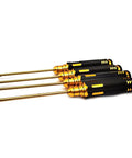 Hex Driver Set Four Piece Steel Allen Keys Kit For RC Gear with titanium nitride coating and lightweight alloy handles.