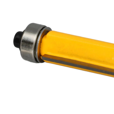 Close-up of Cool Flush Trim Router Bit Set With 1/4 Inch Shank Plus Heavy Duty 1/2 Cut Diameter, highlighting shank design.