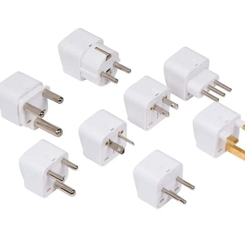 Various international plug adapters for Eight International Adapters Travel Charging Station With Surge Protector And Four Smart USB Ports