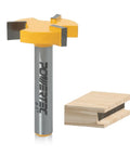 Built Different Slab Flattening Router Bit With 1/4 Shank And 1 Inch Diameter designed for CNC woodworking, shown with wooden block.
