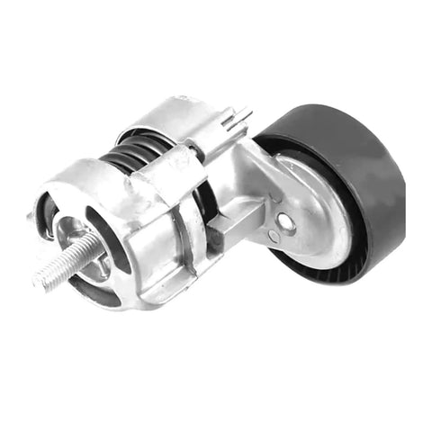 Premium Heavy Duty Belt Tensioner Compatible For BMW Main Drive Crankshaft Pulley Kit 11287524267 11281440378 11287631810 74Mm Idler Direct Bolt Fit No Modding Saves Time Replacing Old Parts With Reliable Upgrade For Engine Runs Great Right Now. silver BMW belt tensioner with black pulley wheel
