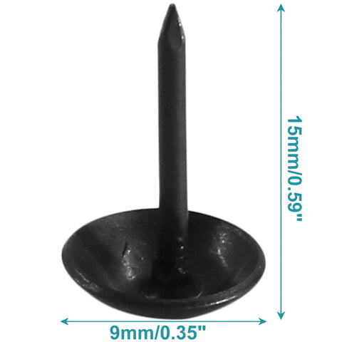 Top Shelf Black Upholstery Tacks Featuring A Vintage Antique Style 200 Count Pack Slick Metal Thumb Nails 9mm round head