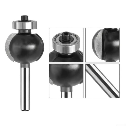 Four Piece Round Over Router Bit Set With 1/4 Inch Shank And Premium Carbide Tipped Blades For Smoother Woodworking Edge Profiling On Furniture Cabinets And Craftsman Projects Offering R3 16 To R7 16 Radii For Top Tier Results - close-up view of a router bit.