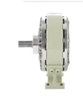Magnetic powder brake with base, single-shaft, DC24V, 0.6–10 kg capacity, side view