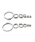 Heavy Duty Stainless Steel Hose Clamps Assortment Kit With Adjustable Worm Gear Band For Garden And Auto Radiator Pipes 6 To 101mm Silver, assorted sizes