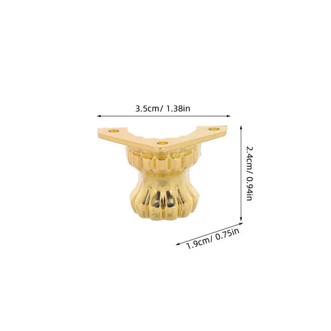 Antique Metal Box Feet Corner Protector in gold measuring 3.5cm x 2.4cm x 1.9cm for Jewelry Boxes and Wood Cases