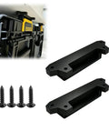 Dual Point Tool Box Workbench Mount Adapters Kit for Garage Storage with screws, showing black mount adapters and installation example.
