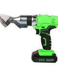 Portable Cordless Electric Shears for Metal Sheets 26V Battery with ergonomic grip and rotating head for precise cutting.