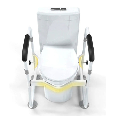 Ultimate Toilet Safety Rail With Padded Arms, Adjustable Height Bathroom Frame, No Slip Grip Handrail for disabled use