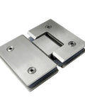Stainless Steel Pivot Hinge Set For Glass Shower Doors 201 Grade Glass Clamps  in close-up view, part of 30 Pcs Heavy Duty Hinge Kit