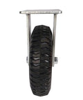 Eight Inch Heavy Duty Industrial Swivel Caster With Double Ball Bearing And Non Marking Polyurethane Tire For Silent Operation front view showing steel frame and tread.