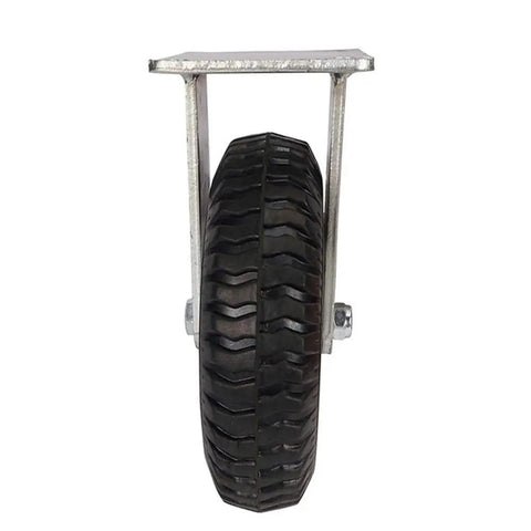 Eight Inch Heavy Duty Industrial Swivel Caster With Double Ball Bearing And Non Marking Polyurethane Tire For Silent Operation front view showing steel frame and tread.
