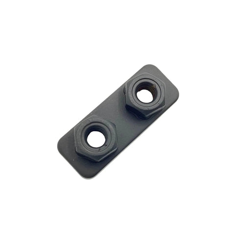 Ranger Hinge Plate OEM Part 5256140-458 for UTV models, close-up of black metal hinge component with two bolt holes