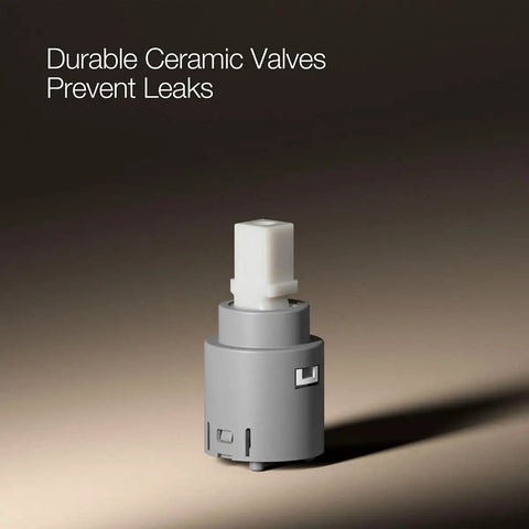 Ceramic disc valve from Simplice Centerset Two Handle Bathroom Sink Faucet With Clicker Drain 1.0 GPM Water Flow Modern Vanity Faucet.