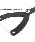 Adjustable Pin Spanner Wrench For Pulleys And Crankshafts with 1/4 to 5 inch range shown with black arms and bolt