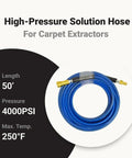 Heavy Duty High Pressure Solution Hose For Carpet Extractors One Quarter Inch By 50 Feet 4000 PSI Carpet Cleaning Tool displayed