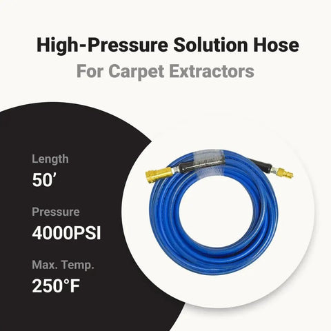 Heavy Duty High Pressure Solution Hose For Carpet Extractors One Quarter Inch By 50 Feet 4000 PSI Carpet Cleaning Tool displayed