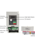 2.2KW 110V Inverter VFD Variable Frequency Drive 0-1000Hz With 3 Phase Output Model H100 front view with digital display and terminals