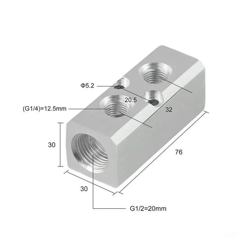 Heavy Duty Aluminum Air Manifold Distributor 1/2 Inch NPT 2 Way 4 Port Block Setup For Exhaust And Vacuum Systems 2 Pack For SY30 Series