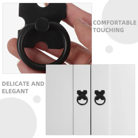 Set Of Four Black Round Ring Cabinet Pulls Handles For Closet Doors