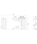 Plug And Play PLC Transistor Output Module With Six In And Four Out FX1N10MT Style Industrial Control Board DC 10 To 28 Volt Power Supply Includes Program Cable For Quick Setup And Reliable Automation dimension drawing, 73x36mm