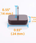 PTFE Chair Leg Sliders For Carpet Surface 1 Inch Square Nail On Glides Brown 40 Pack detailed dimensions shown