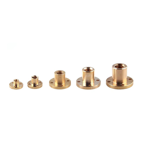 Heavy Duty Brass Type T Lead Screw Nut Trapezoidal Backlash Adjustment T5 T8 T10 T12 T20, solid brass, various sizes.