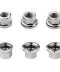 Six Pack Flanged Wheel Hub Nuts For Front And Rear Bikes Includes M8 Three Eighths Inch And M10 Sizing Great For Mountain And Kids Bikes Chrome Plated Steel With Anti Slip Pattern That Helps Prevent Loosening