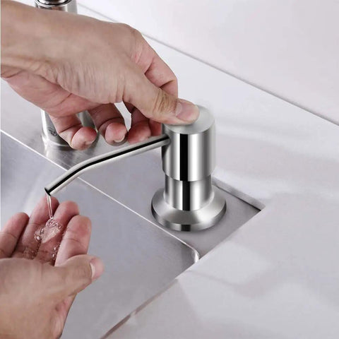 Brushed Nickel Kitchen Soap Dispenser With 47 Inch Silicone Extension Tube Direct Fill Design No Hassle Refills Easy Countertop Install