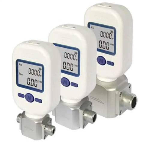 Portable Gas Mass Flow Meter Tester With Pro Grade Precision For Air Nitrogen And Oxygen On The Go Handheld Flow Rate Meter 0 To 250 Liters Per Minute MF5712, three units displayed