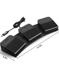 Three Key USB Foot Pedal Programmable Foot Switch For PC with dimensions and USB cable included