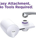 Faucet Mount Water Filtration System for Cleaner Tap Water Lasts 100 Gallons Easy Tool Free Installation Fits Standard Kitchen or Bathroom Faucets White