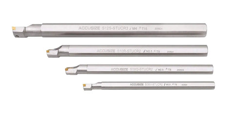 Right Hand STUCR Indexable Boring Bar Set Pro Grade Shop Ready For CNC And Hand Milling 3/8 1/2 5/8 And 3/4 Inch Sizes, 31 PC Kit With 20 PC TCMT Inserts TiN Coated, Heat Treated Alloy Steel And Precision Ground Tooling