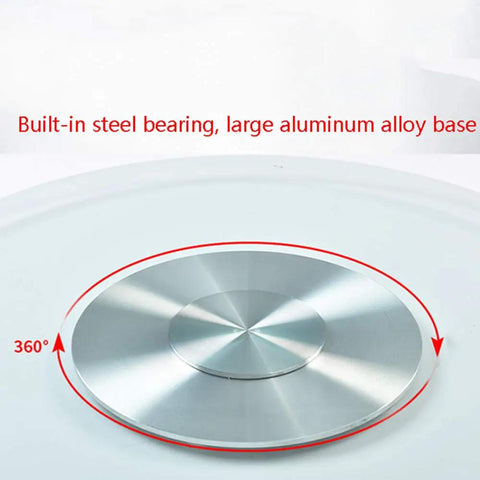 Kickass Heavy Duty Lazy Susan Turntable With Thick Tempered Glass Top And Stainless Steel Bearings For Dining Table smooth steel bearing base