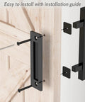 2 Pack 12 Inch Barn Door Handles With No Gap Flat Plate Design Heavy Duty Square Matte Black Sliding Barn Door Pull Handles Easy To Install Upgrade Back Plate Welded For Seamless Fit.
