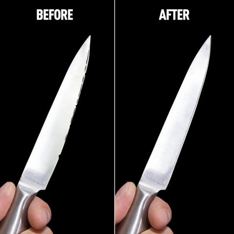 Before and after sharpening with 45 Pcs 1/2 Inch By 12 Inch Replacement Sharpening Belt Kit for knives