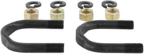 Beefed Up U Bolt Kit For 1410 Series Driveshaft Components with bearing strap, U-bolts, nuts, washers for truck and Jeep mounting hardware.